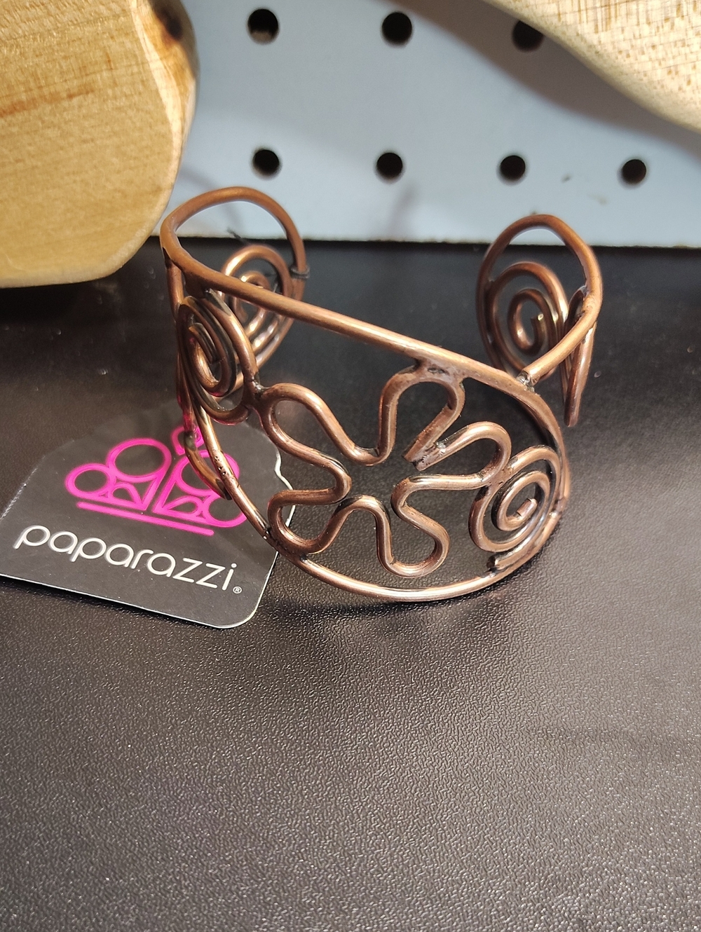 Paparazzi Copper-Tone Floral Swirl Cuff Watch Bracelet